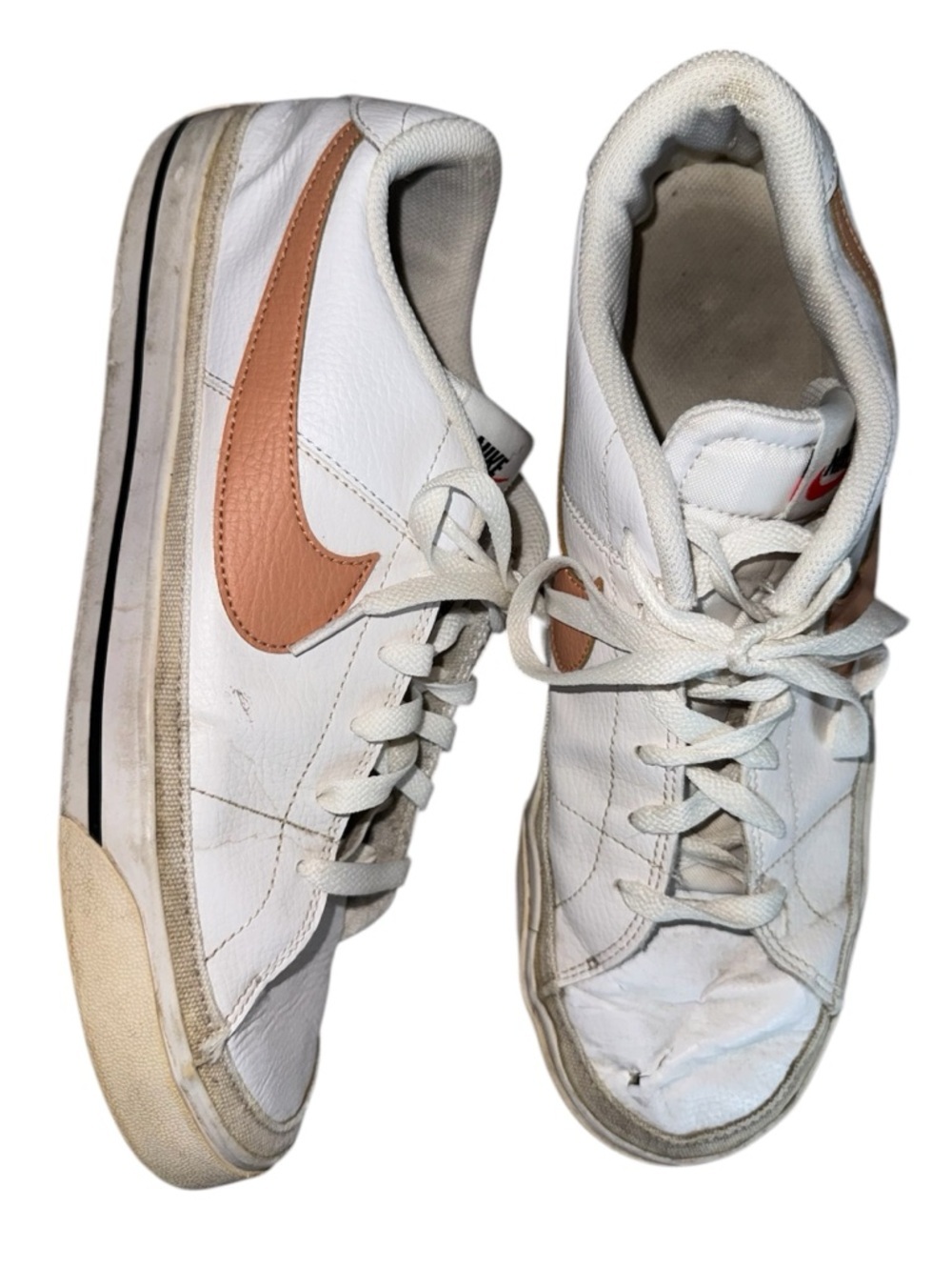 Men’s Nike White Leather Blazer Sneakers with Tan Swoosh Accent 10